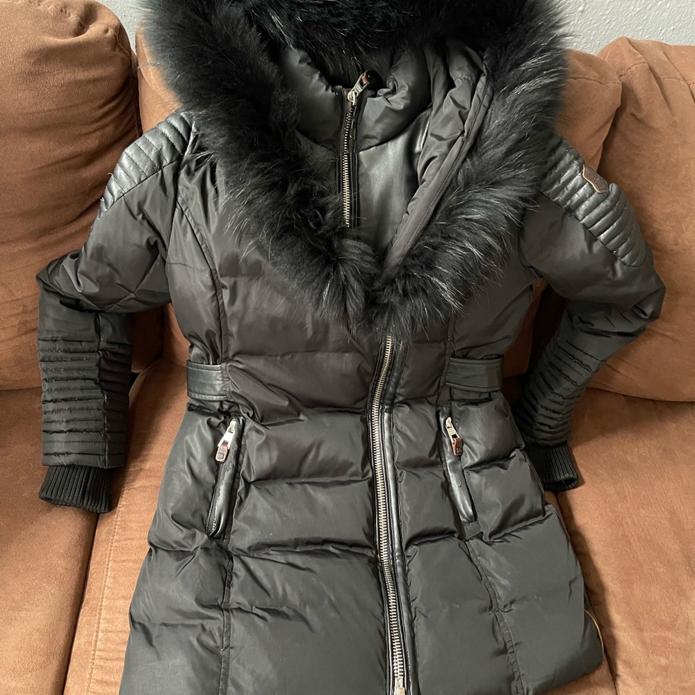 Nicole Benisti coat! this is a one of a kind all black with real fur .